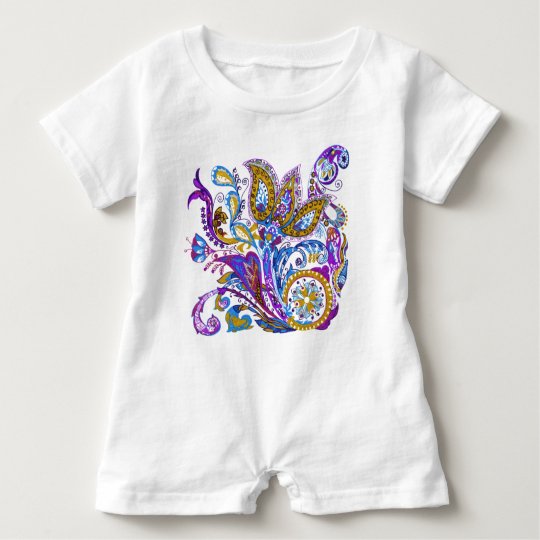 Elegant wedding ornament. Stylish paisley design Baby Romper