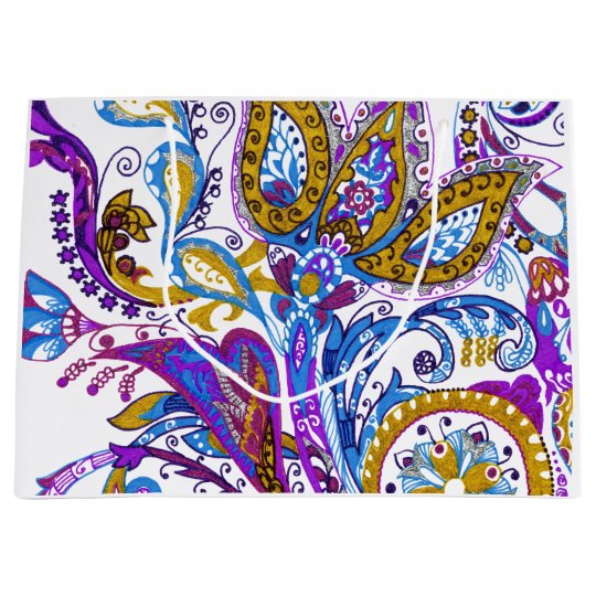 Elegant wedding ornament. Stylish paisley design Large Gift Bag