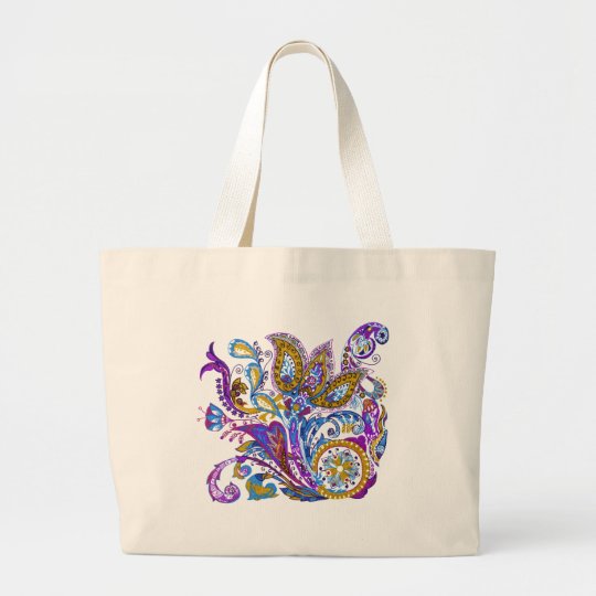 Elegant wedding ornament. Stylish paisley design Large Tote Bag