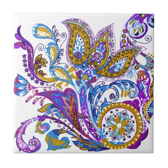 Elegant wedding ornament. Stylish paisley design Tile