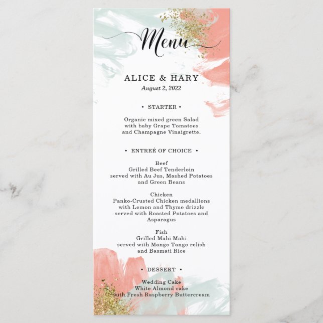 Elegant wedding party menu (Front)