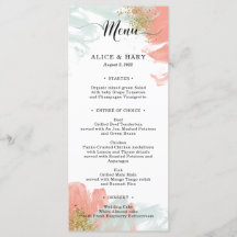 Elegant wedding party menu