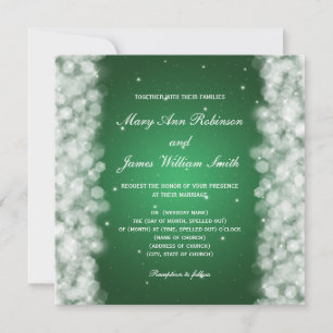 Elegant Wedding Party Sparkle Emerald Green Invitation