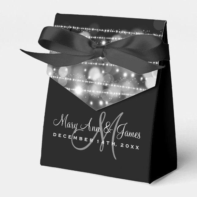 Elegant Wedding Party Sparkles Silver Favor Box (Front Side)