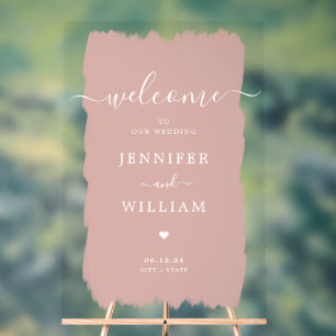 Elegant Wedding Party Welcome Paint Blush  Acrylic Sign