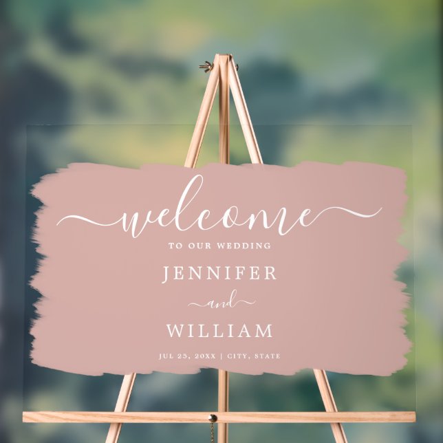 Elegant Wedding Party Welcome Paint Blush Acrylic Sign (Neutral)