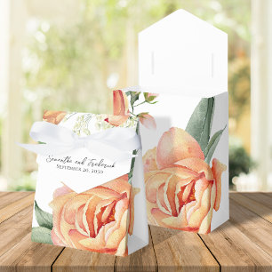 Elegant Wedding Peach Floral Custom Favor Box