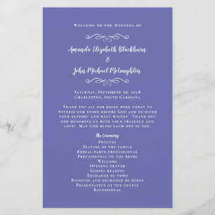 Elegant Wedding Periwinkle Blue Ceremony Program 