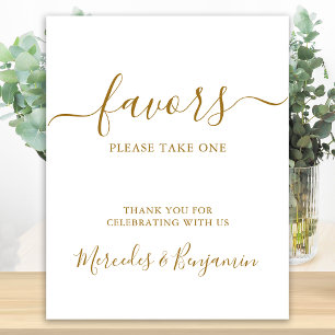 Elegant Wedding Personalized Gold Favours Table Poster