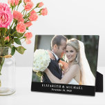 Elegant Wedding Personalized Photo Plaque<br><div class="desc">Wedding keepsake black photo plaque to celebrate your special day featuring your favourite photo. Personalize with your names and wedding date in elegant white typography.</div>