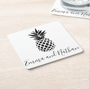 Elegant Wedding Personalized Square Paper Coaster