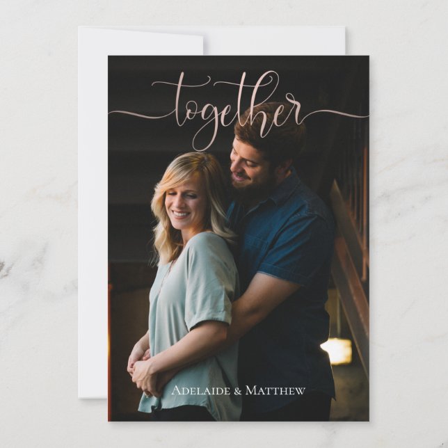 Elegant Wedding Photo Calligraphy Quote Simple Invitation (Back)