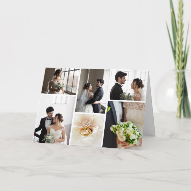 Elegant Wedding Photo Collage Thank You  Card (Front)