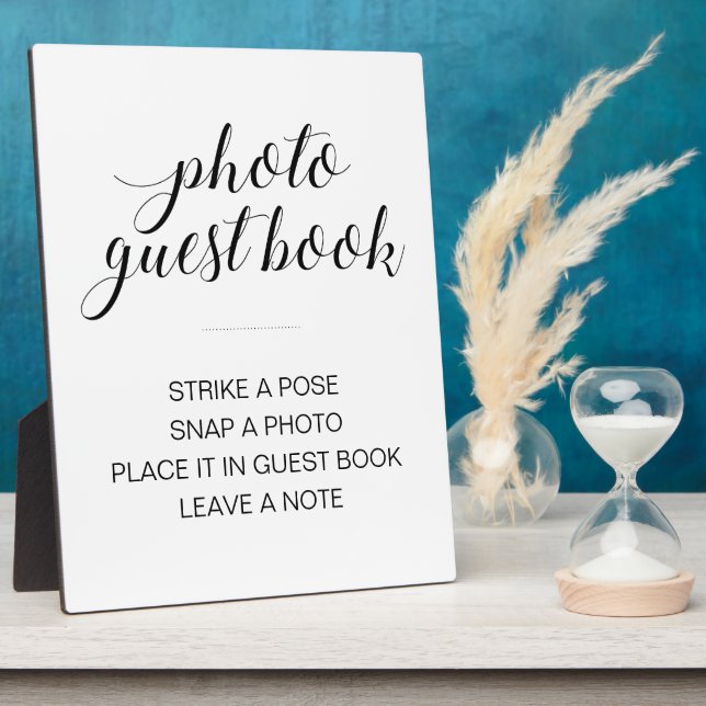 Elegant Wedding Photo Guest Book Sign Plaque (Side)