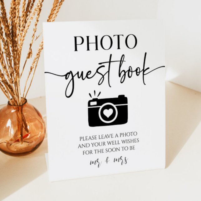 Elegant Wedding Photo Guest Book Table Pedestal Sign (Creator Uploaded)