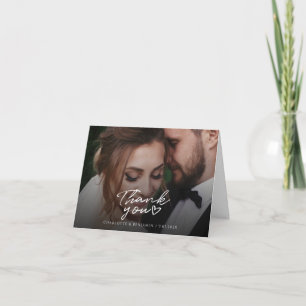 Elegant Wedding Photo Hand-Lettered Thank You