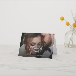 Elegant Wedding Photo Hand-Lettered Thank You Card