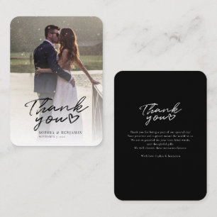 Elegant Wedding Photo Hand-Lettered Thank You Card
