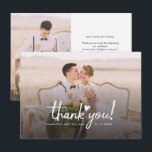 Elegant Wedding Photo Handwritten Thank You Card<br><div class="desc">Add your favourite wedding photos and custom message to create a one-of-a-kind thank you card for your family,  friends,  and guests who showed up to help,  support,  and celebrate the special day with you. Easily customize this card by clicking the "Personalize" button</div>