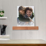 Elegant Wedding Photo Keepsake Picture Ledge<br><div class="desc">Showcase your love story with our Elegant Wedding Photo Block Display, the perfect keepsake for newlyweds. Featuring modern, simple typography and a minimalist classic design, this display combines stylish calligraphy script with a clean, contemporary aesthetic. Personalized with the bride and groom's names, along with the wedding date and location, it...</div>