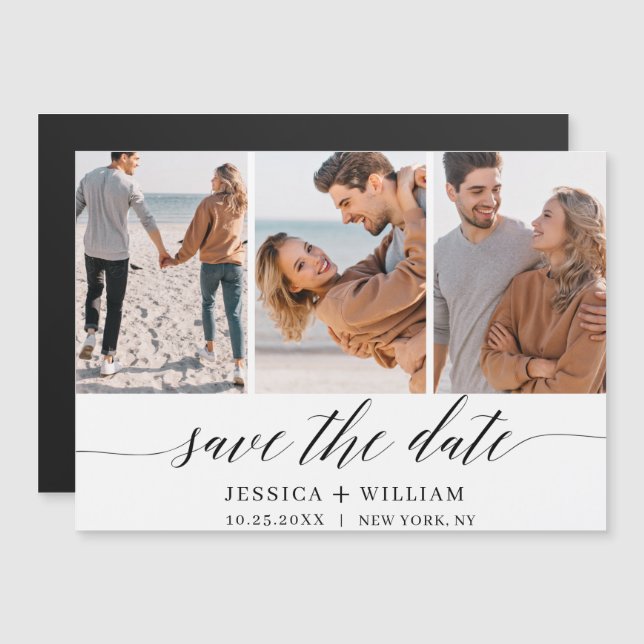 Elegant Wedding PHOTO Save the Date Magnetic Card  (Front/Back)