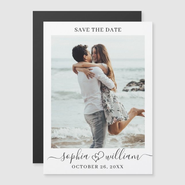 Elegant Wedding PHOTO Save the Date Magnetic Card  (Front/Back)