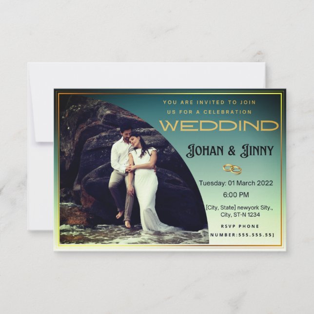 elegant wedding photo simple classic minimalist RSVP card (Front)
