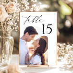 Elegant Wedding Photo Table Number<br><div class="desc">Transform your reception tables into a celebration of your journey with our Elegant Photo Wedding Table Number cards! Each table number combines modern calligraphy and minimalist elegance with a cherished photo, creating a unique, personalized experience at every table. These one-of-a-kind cards add a heartfelt, unforgettable touch to your decor, making...</div>