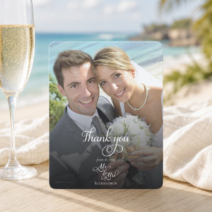 Elegant Wedding Photo Thank You Card