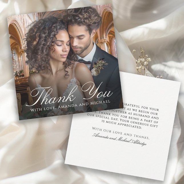 Elegant Wedding Photo Thank You Card (Creator Uploaded)