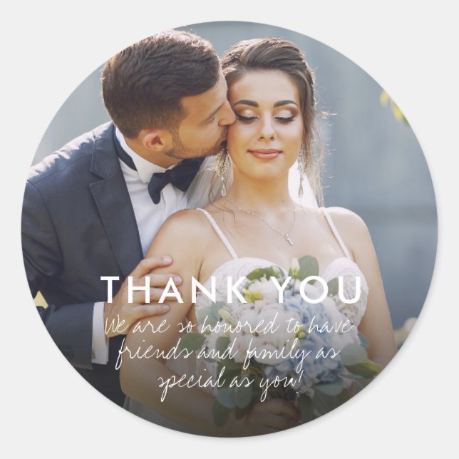 Elegant Wedding Photo Thank You Favour Stickers (Front)