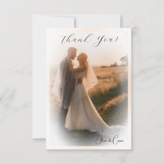 Elegant Wedding Photo Vellum Edged Personalized   Thank You Card