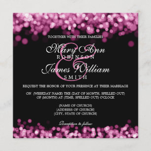 Elegant Wedding Pink Lights Invitation