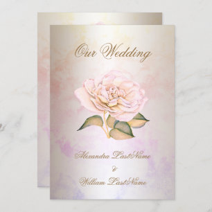 Elegant Wedding Pink Marble Rose Cream Invitation