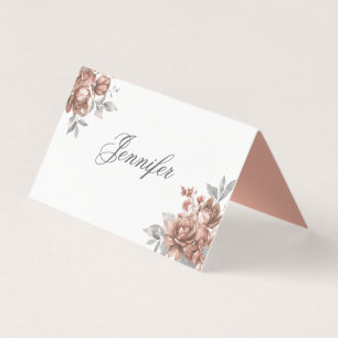 Elegant Wedding Place Card Rose Gold Floral Name