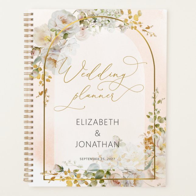 Élégant Wedding planner floral blanc (Devant)