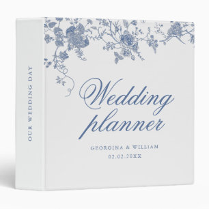 Élégant Wedding planner Floral bleu Classeur
