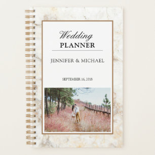 Élégant Wedding planner photo en marbre d'or blanc