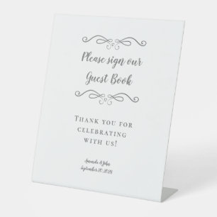 Elegant Wedding Please Sign Our Guest Book Grey