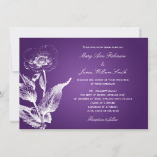 Elegant Wedding Poppy Purple Invitation