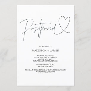 Elegant Wedding Postponed Notes Change the Date Invitation