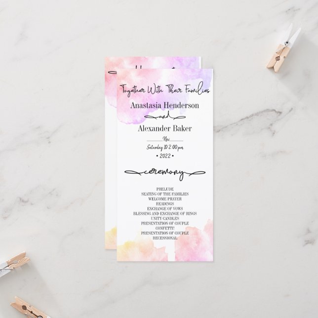 Elegant Wedding Program. (Front/Back In Situ)