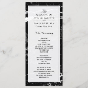 Elegant Wedding Program Black White Marble