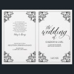 Elegant Wedding Program Booklet - Nadine (Black)<br><div class="desc">This elegant wedding program template features ornate vintage corners. The design colour is set in black, but you can change the colour of the design by changing your background colour. **HOW TO CHANGE YOUR DESIGN COLOR** 1) Click the "Personalize" Button. 2) Click the "ClICK TO CUSTOMIZE FURTHER" link at the...</div>