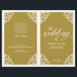 Elegant Wedding Program Booklet -Nadine (Gold)<br><div class="desc">This elegant wedding program template features ornate vintage corners. The design colour is set in gold, but you can change the colour of the design by changing your background colour. **HOW TO CHANGE YOUR DESIGN COLOR** 1) Click the "Personalize" Button. 2) Click the "ClICK TO CUSTOMIZE FURTHER" link at the...</div>