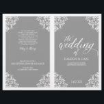 Elegant Wedding Program Booklet - Nadine (Grey)<br><div class="desc">This elegant wedding program template features ornate vintage corners. The design colour is set in grey, but you can change the colour of the design by changing your background colour. **HOW TO CHANGE YOUR DESIGN COLOR** 1) Click the "Personalize" Button. 2) Click the "ClICK TO CUSTOMIZE FURTHER" link at the...</div>
