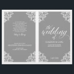 Elegant Wedding Program Booklet - Nadine (Grey)<br><div class="desc">This elegant wedding program template features ornate vintage corners. The design colour is set in grey, but you can change the colour of the design by changing your background colour. **HOW TO CHANGE YOUR DESIGN COLOR** 1) Click the "Personalize" Button. 2) Click the "ClICK TO CUSTOMIZE FURTHER" link at the...</div>