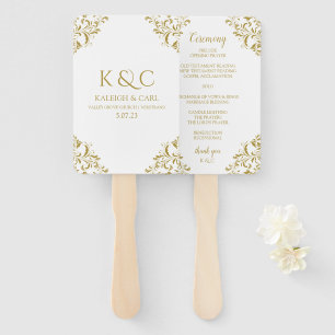 Elegant Wedding Program Fans   Vintage (Gold)