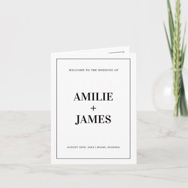 Elegant Wedding Program Folded Minimalist Wedding (Front)