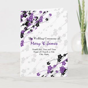 Elegant Wedding Program  Japanese Flowers Purple